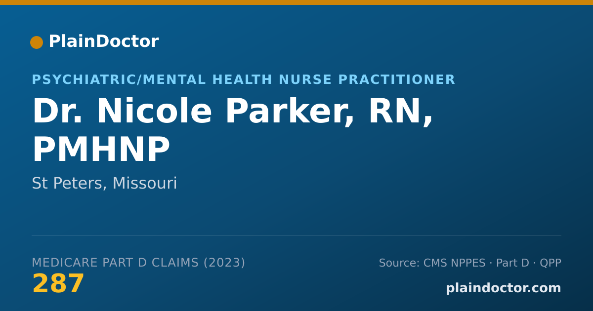 Shareable card for Nicole Parker, RN, PMHNP - Psychiatric/Mental Health Nurse Practitioner, St Peters, MO