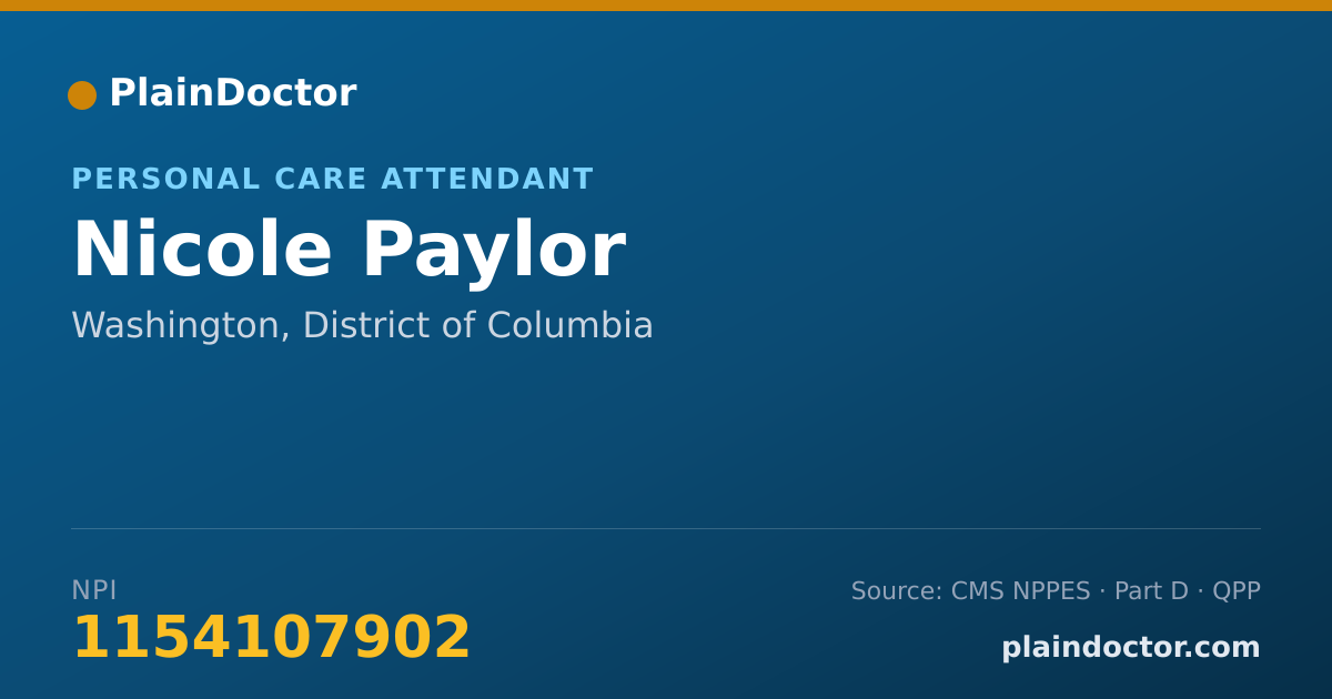 Shareable card for Nicole Paylor - Personal Care Attendant, Washington, DC