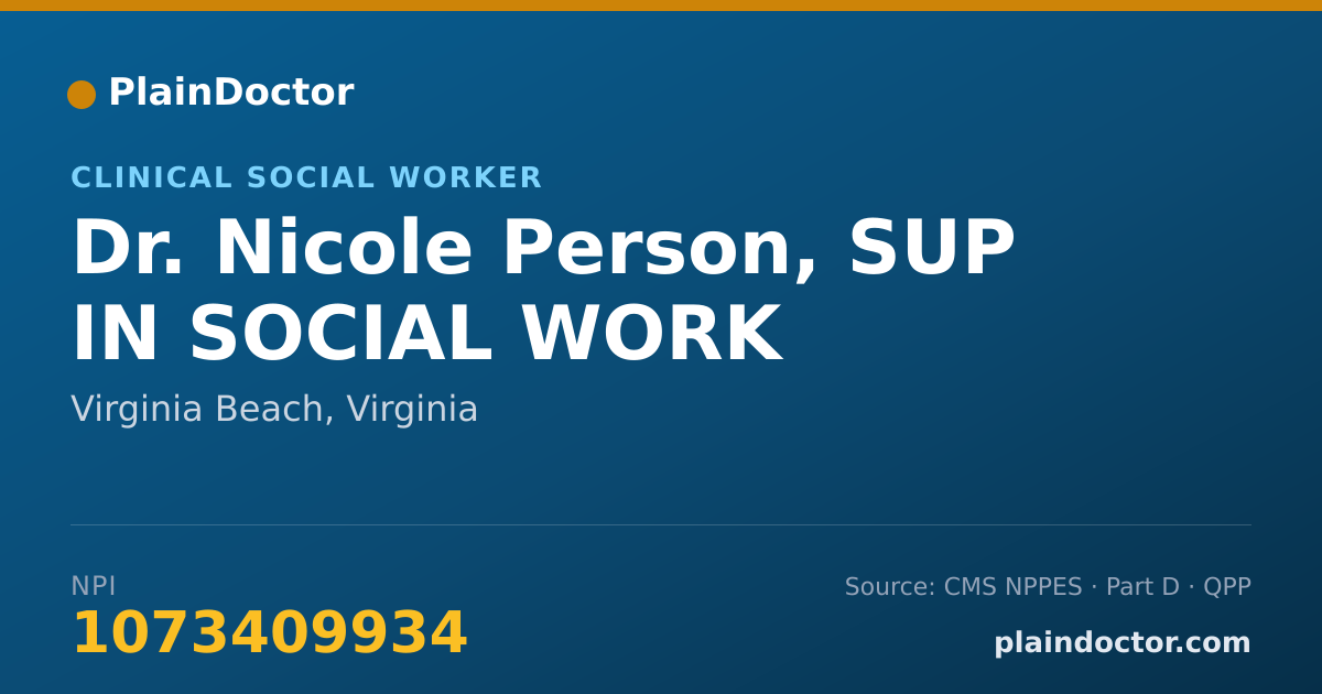 Shareable card for Nicole Person, SUP  IN SOCIAL WORK - Clinical Social Worker, Virginia Beach, VA