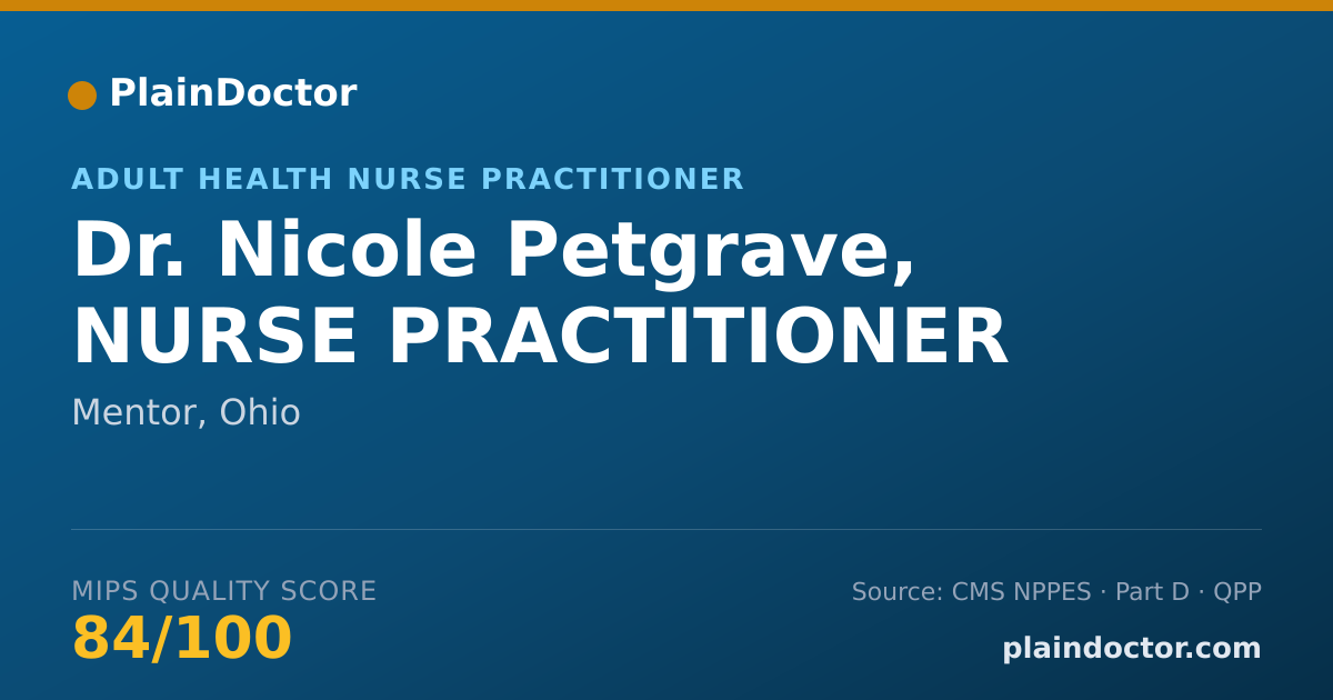 Shareable card for Nicole Petgrave, NURSE PRACTITIONER - Adult Health Nurse Practitioner, Mentor, OH