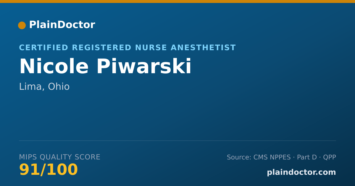 Shareable card for Nicole Piwarski - Certified Registered Nurse Anesthetist, Lima, OH
