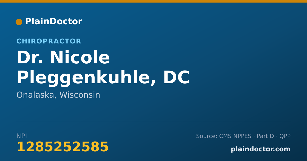 Shareable card for Nicole Pleggenkuhle, DC - Chiropractor, Onalaska, WI