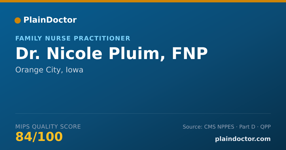 Shareable card for Nicole Pluim, FNP - Family Nurse Practitioner, Orange City, IA
