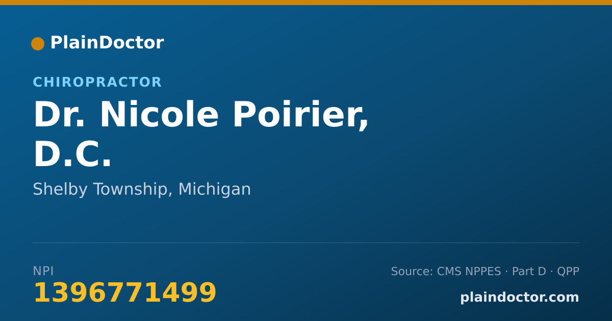 Shareable card for Nicole Poirier, D.C. - Chiropractor, Shelby Township, MI