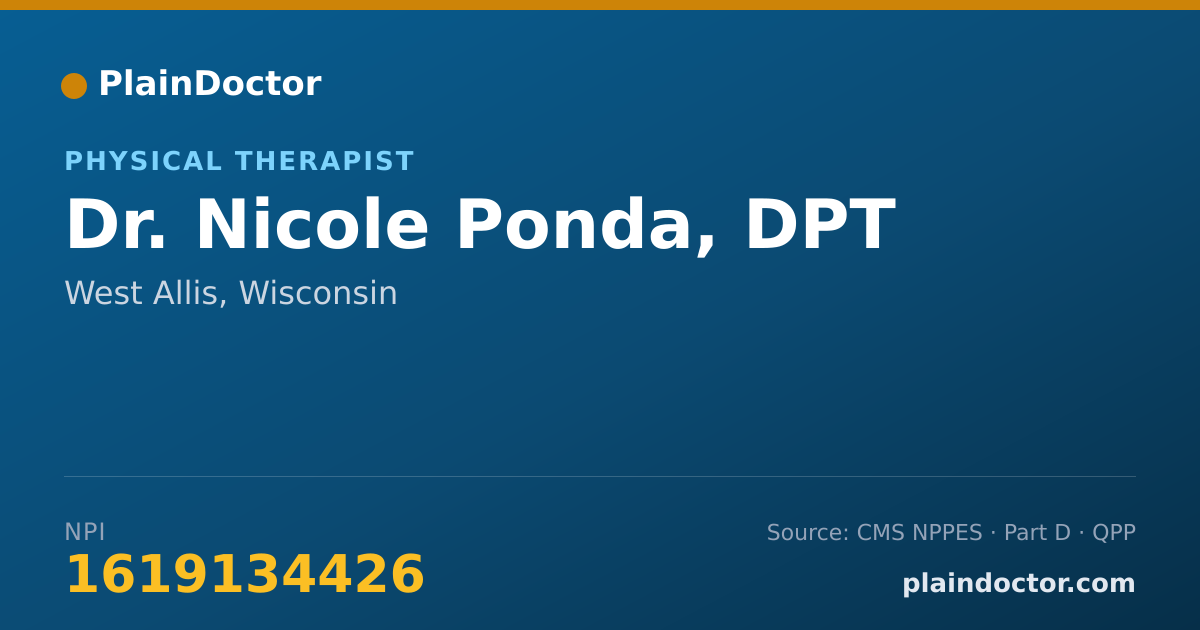 Shareable card for Nicole Ponda, DPT - Physical Therapist, West Allis, WI