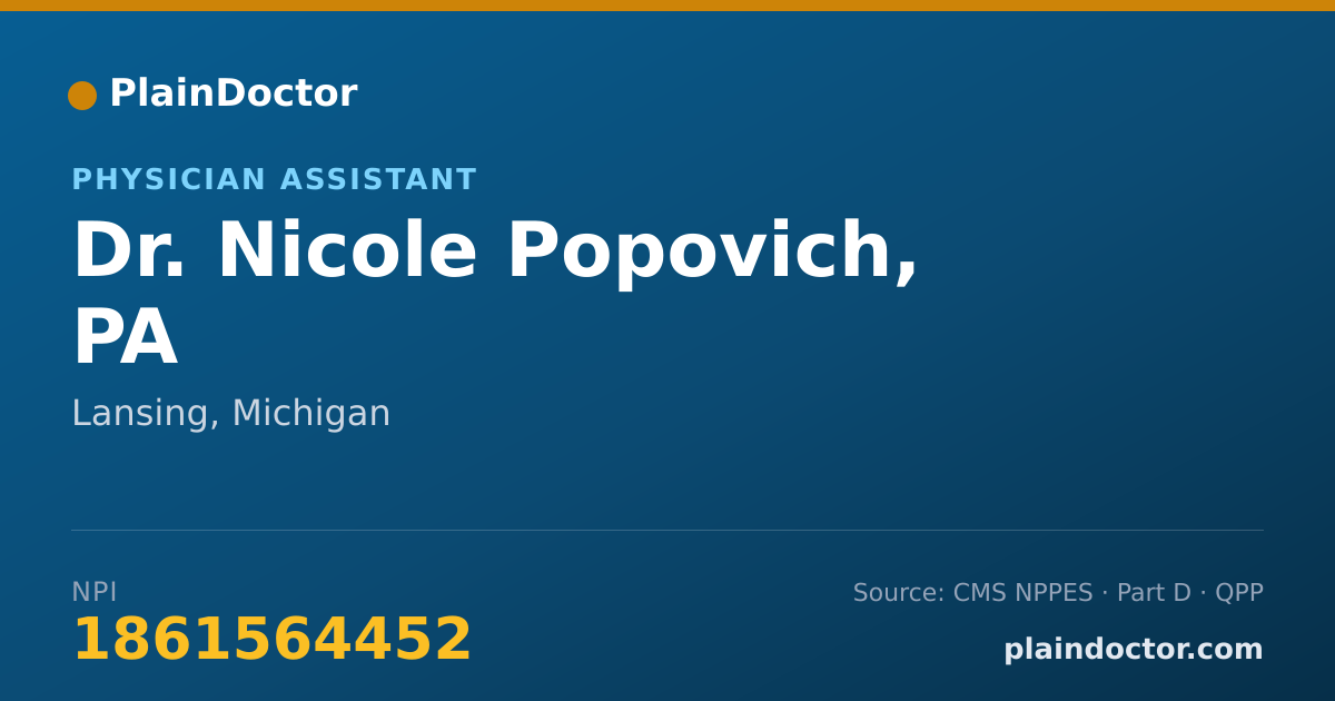 Shareable card for Nicole Popovich, PA - Physician Assistant, Lansing, MI