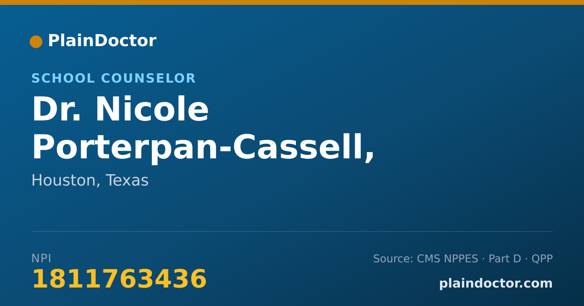 Shareable card for Nicole Porterpan-Cassell, LPC, CSC - School Counselor, Houston, TX