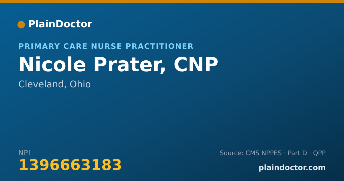 Shareable card for Nicole Prater, CNP - Primary Care Nurse Practitioner, Cleveland, OH