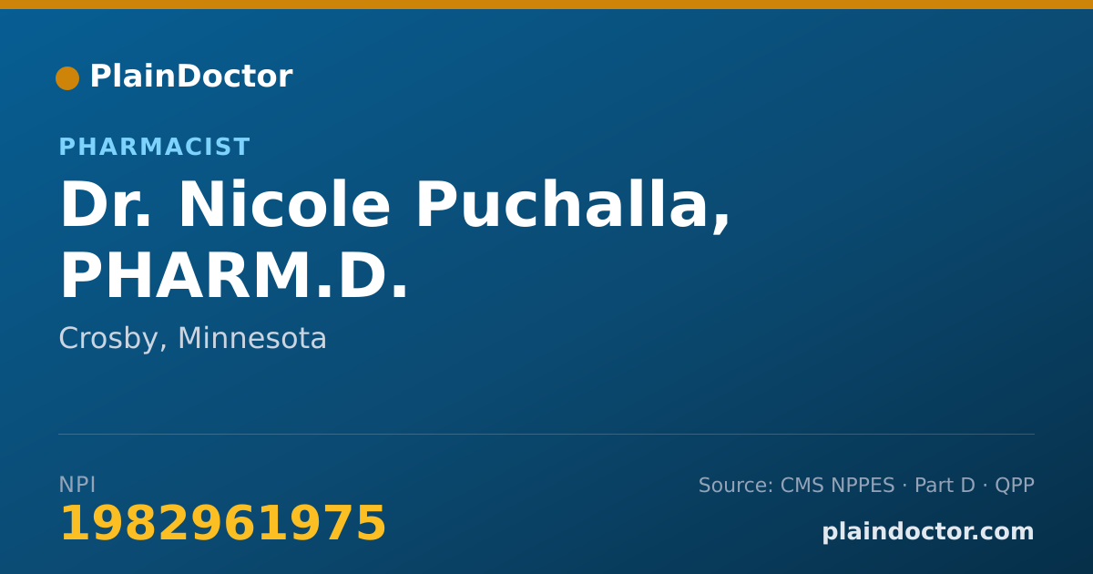 Shareable card for Nicole Puchalla, PHARM.D. - Pharmacist, Crosby, MN