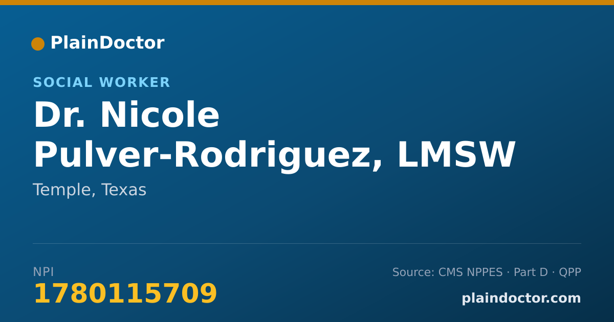 Shareable card for Nicole Pulver-Rodriguez, LMSW - Social Worker, Temple, TX