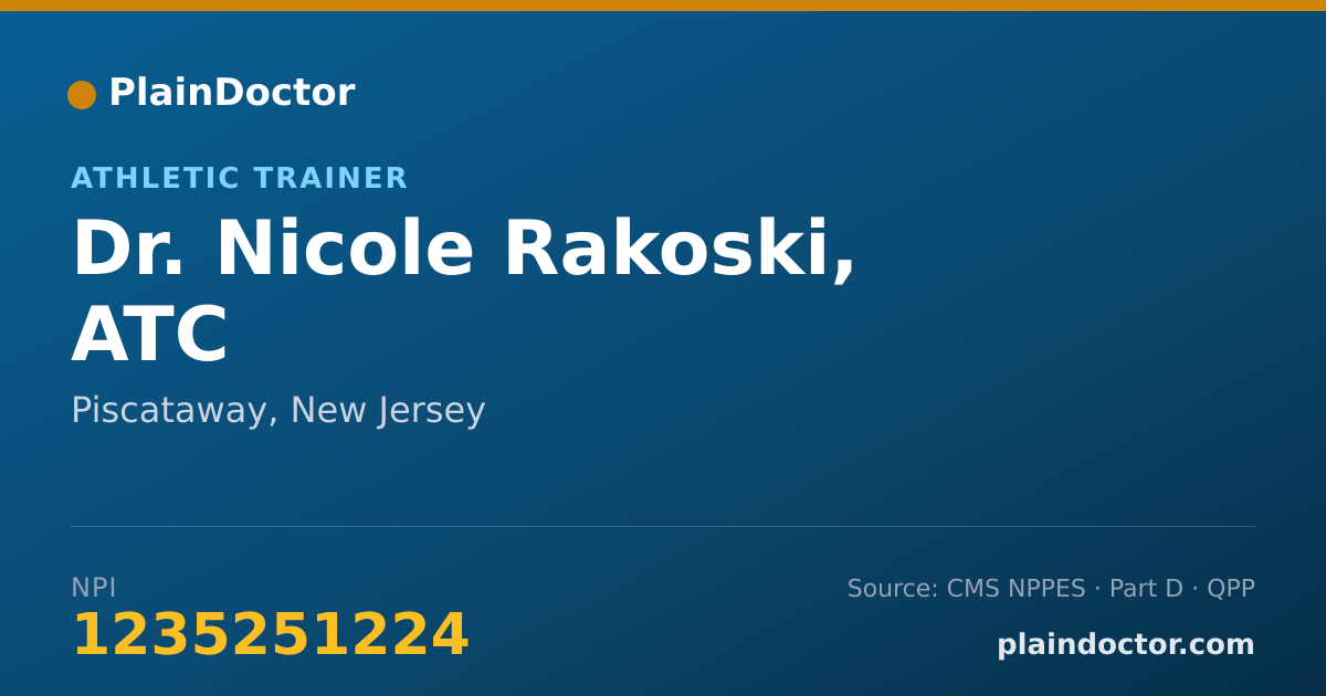 Shareable card for Nicole Rakoski, ATC - Athletic Trainer, Piscataway, NJ