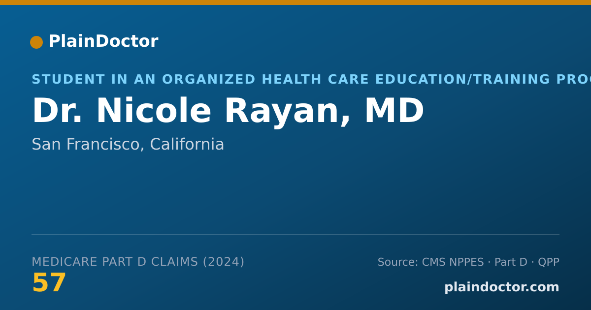 Shareable card for Nicole Rayan, MD - Student in an Organized Health Care Education/Training Program, San Francisco, CA