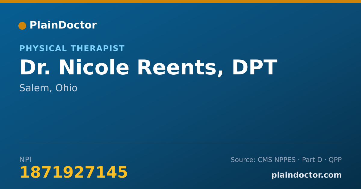 Shareable card for Nicole Reents, DPT - Physical Therapist, Salem, OH