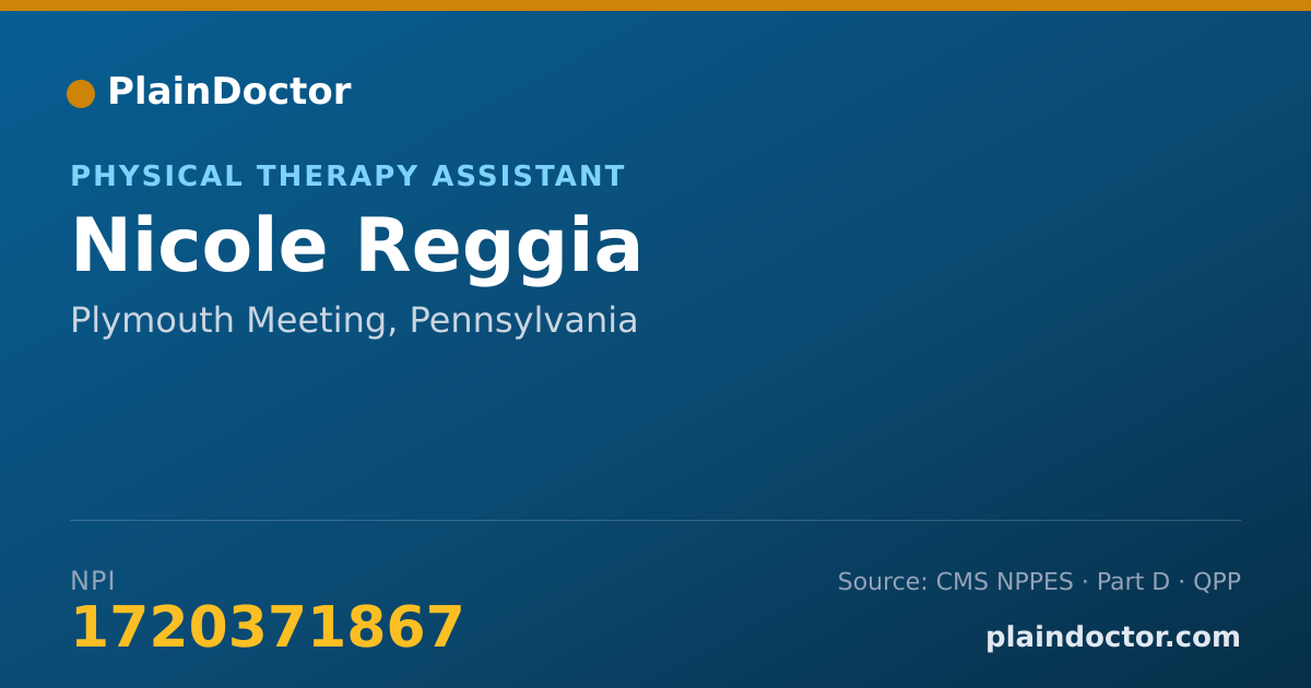 Shareable card for Nicole Reggia - Physical Therapy Assistant, Plymouth Meeting, PA