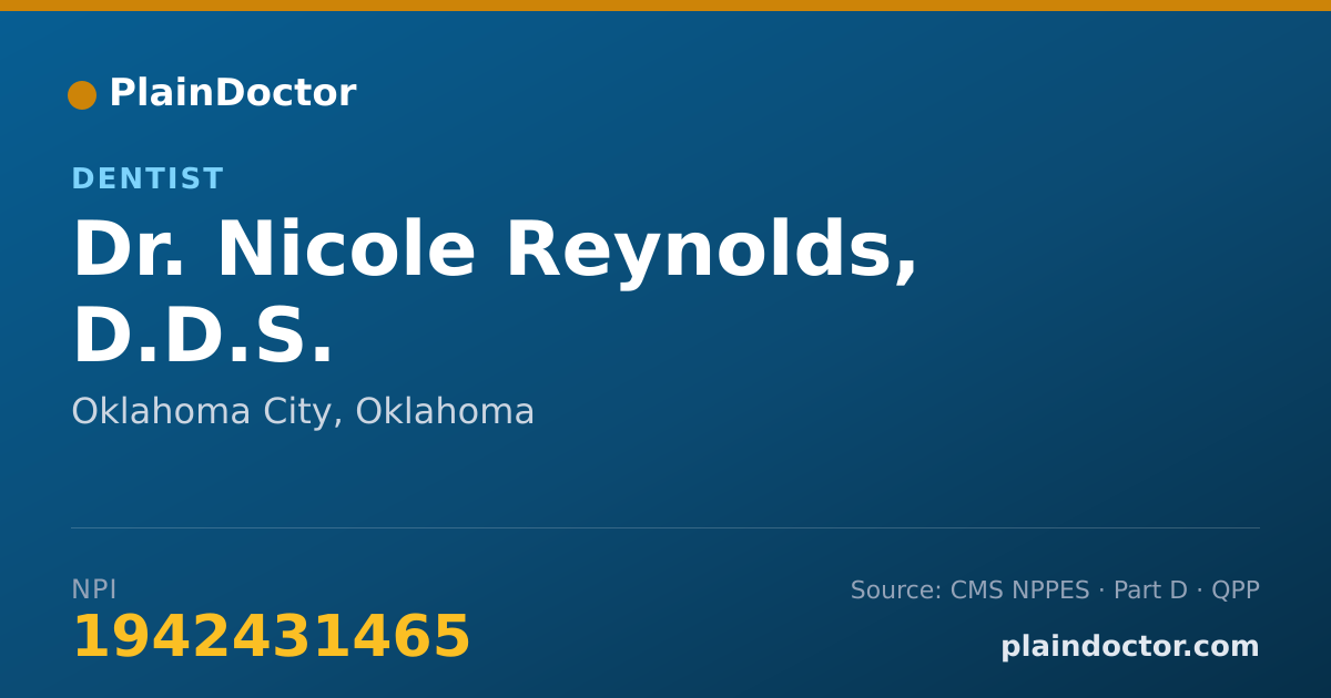 Shareable card for Nicole Reynolds, D.D.S. - Dentist, Oklahoma City, OK