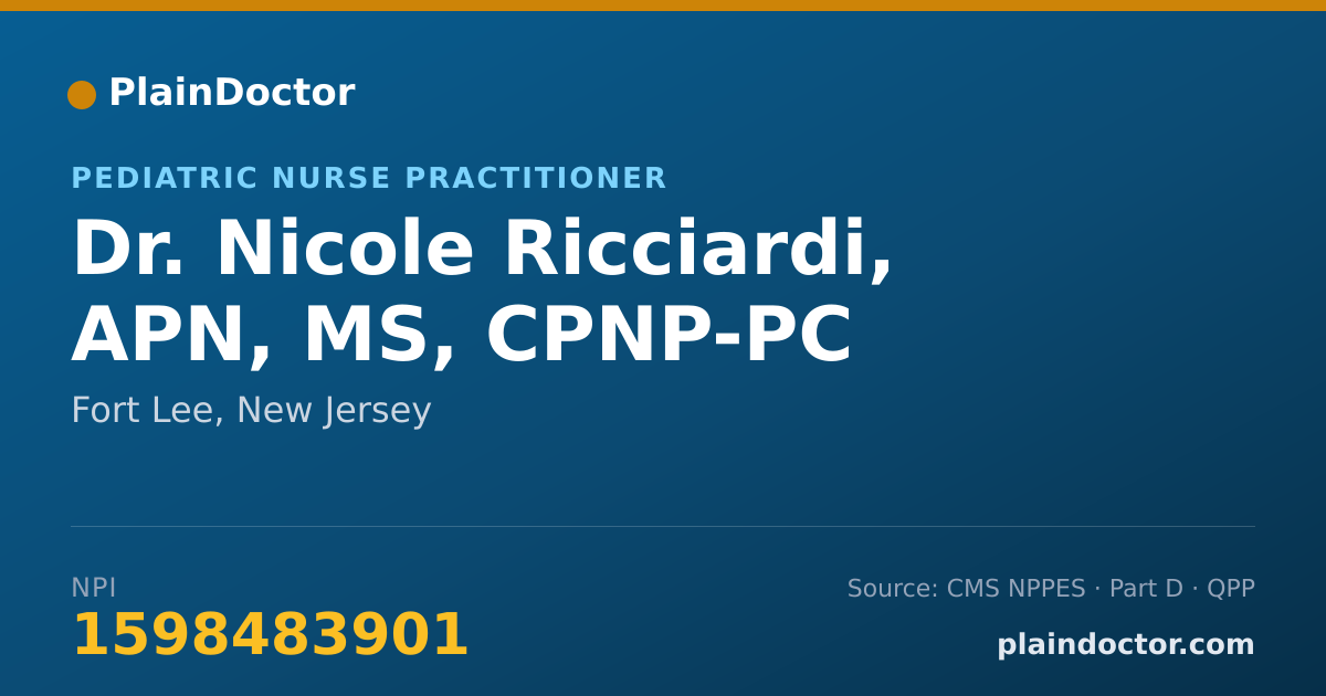 Shareable card for Nicole Ricciardi, APN, MS, CPNP-PC - Pediatric Nurse Practitioner, Fort Lee, NJ