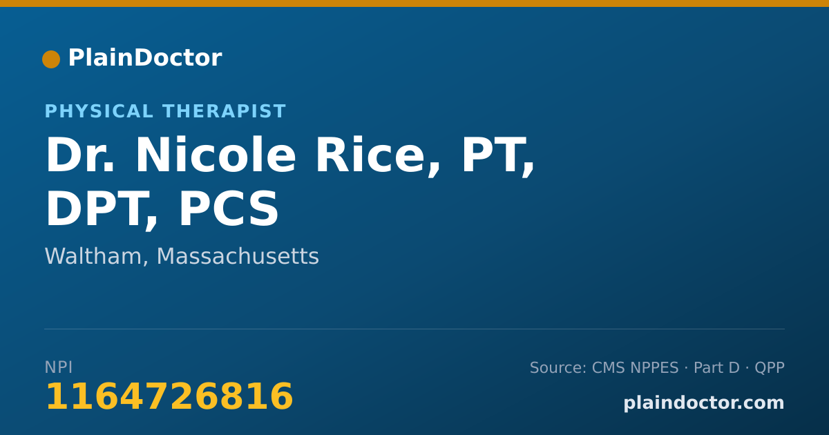Shareable card for Nicole Rice, PT, DPT, PCS - Physical Therapist, Waltham, MA