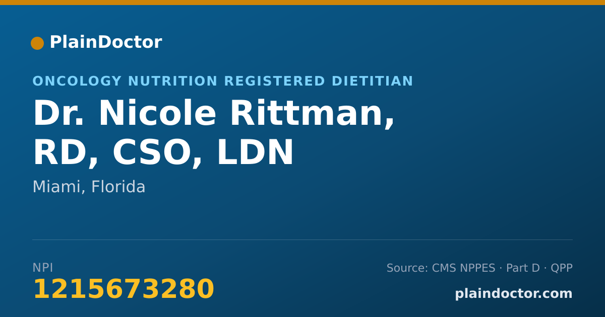 Shareable card for Nicole Rittman, RD, CSO, LDN - Oncology Nutrition Registered Dietitian, Miami, FL