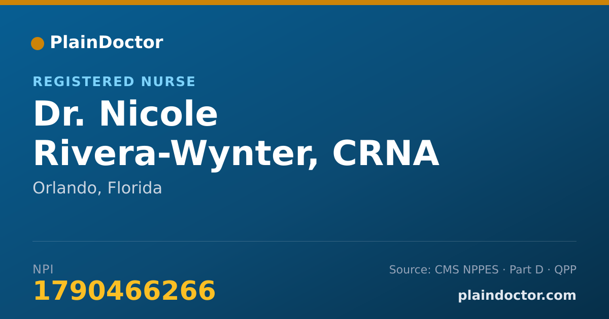 Shareable card for Nicole Rivera-Wynter, CRNA - Registered Nurse, Orlando, FL