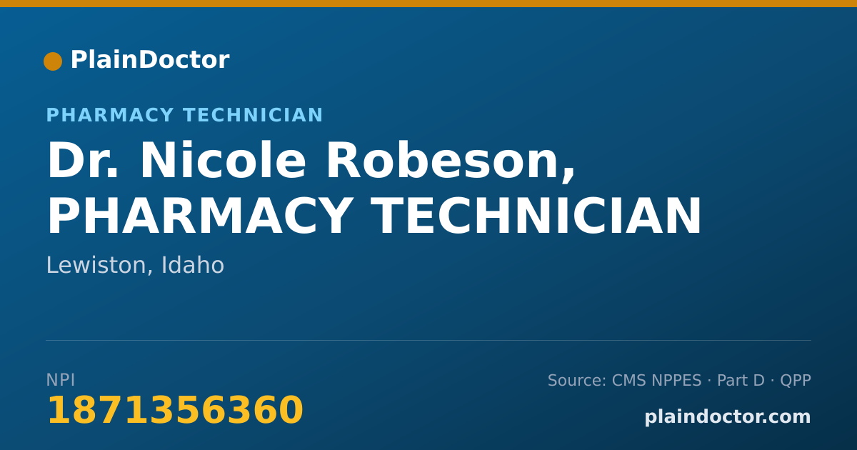 Shareable card for Nicole Robeson, PHARMACY TECHNICIAN - Pharmacy Technician, Lewiston, ID