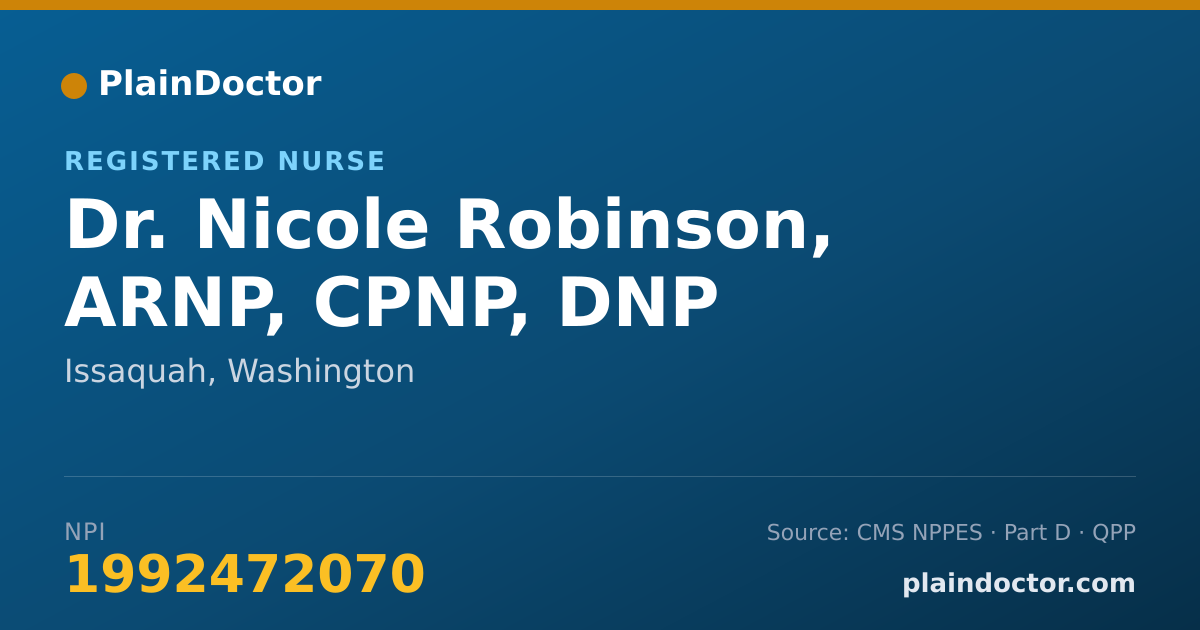 Shareable card for Nicole Robinson, ARNP, CPNP, DNP - Registered Nurse, Issaquah, WA