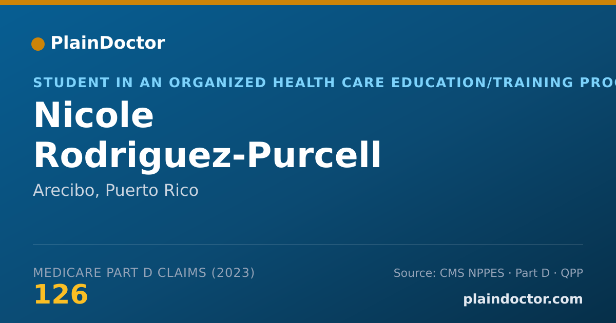 Shareable card for Nicole Rodriguez-Purcell - Student in an Organized Health Care Education/Training Program, Arecibo, PR