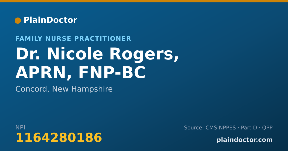 Shareable card for Nicole Rogers, APRN, FNP-BC - Family Nurse Practitioner, Concord, NH