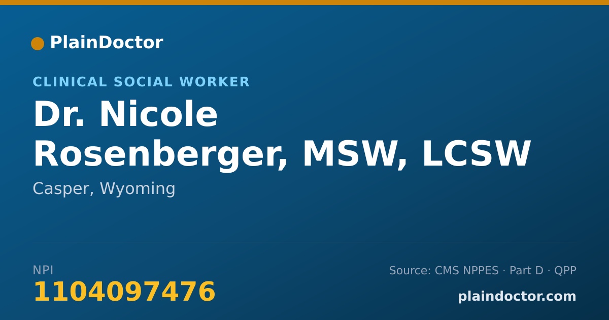Shareable card for Nicole Rosenberger, MSW, LCSW - Clinical Social Worker, Casper, WY