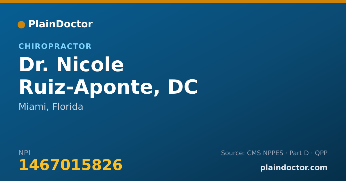 Shareable card for Nicole Ruiz-Aponte, DC - Chiropractor, Miami, FL