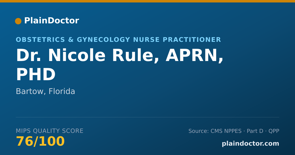Shareable card for Nicole Rule, APRN, PHD - Obstetrics & Gynecology Nurse Practitioner, Bartow, FL