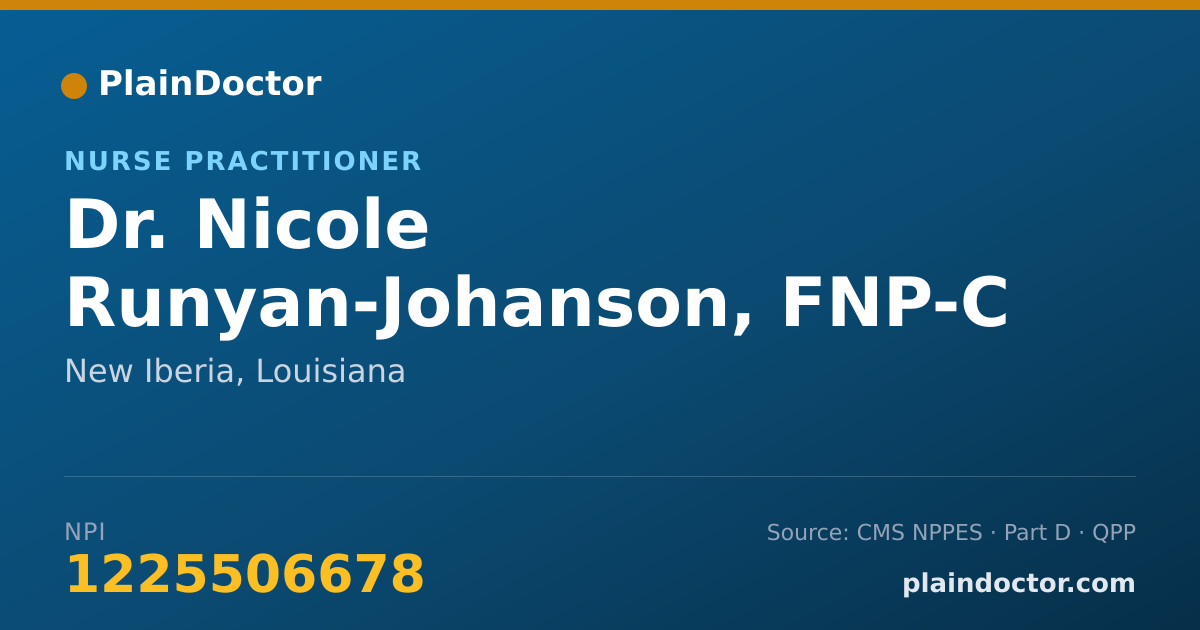 Shareable card for Nicole Runyan-Johanson, FNP-C - Nurse Practitioner, New Iberia, LA