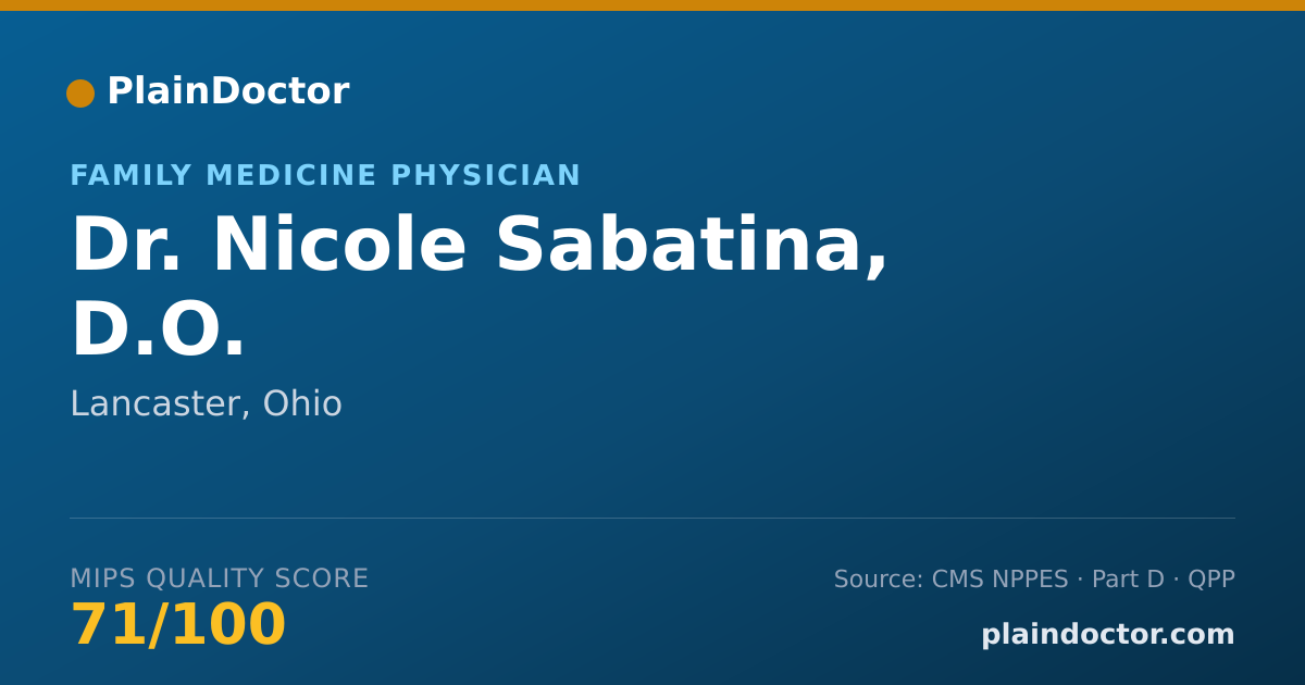 Shareable card for Nicole Sabatina, D.O. - Family Medicine Physician, Lancaster, OH