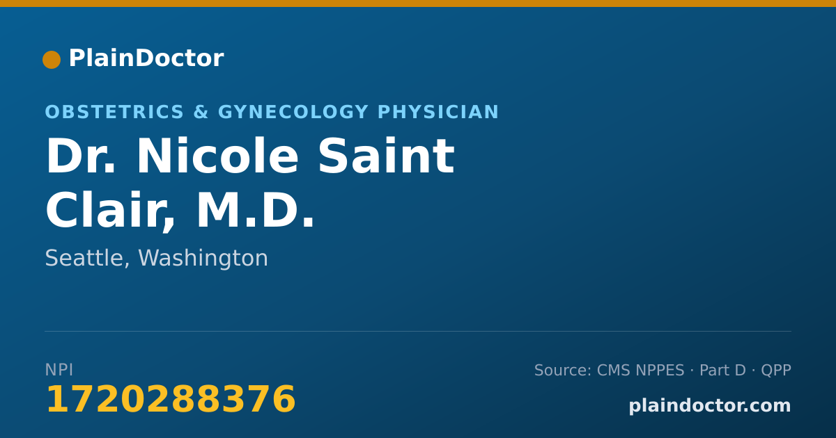 Shareable card for Nicole Saint Clair, M.D. - Obstetrics & Gynecology Physician, Seattle, WA