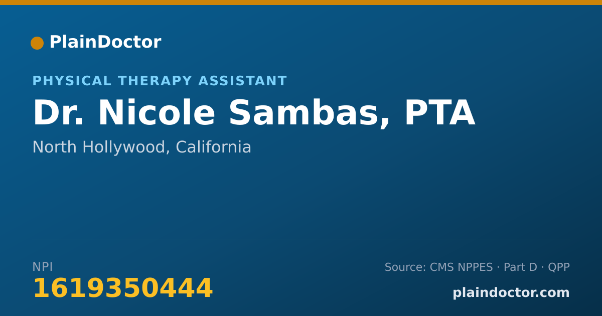Shareable card for Nicole Sambas, PTA - Physical Therapy Assistant, North Hollywood, CA