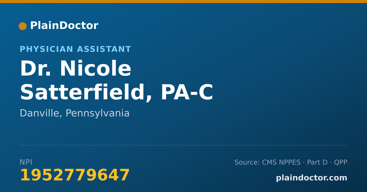 Shareable card for Nicole Satterfield, PA-C - Physician Assistant, Danville, PA