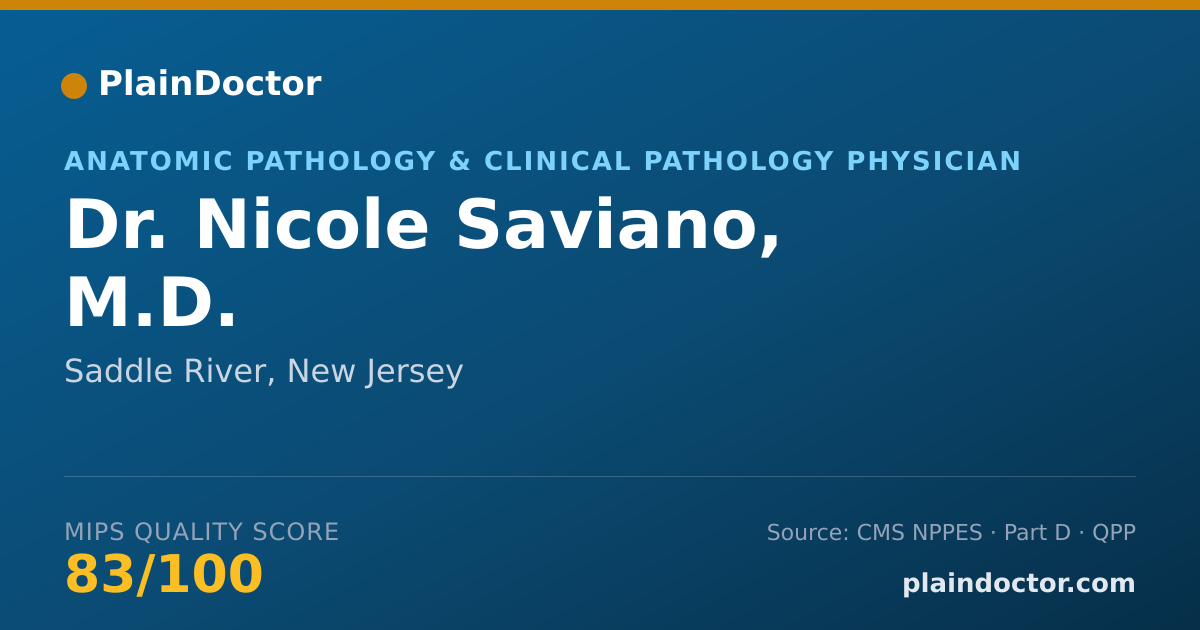 Shareable card for Nicole Saviano, M.D. - Anatomic Pathology & Clinical Pathology Physician, Saddle River, NJ