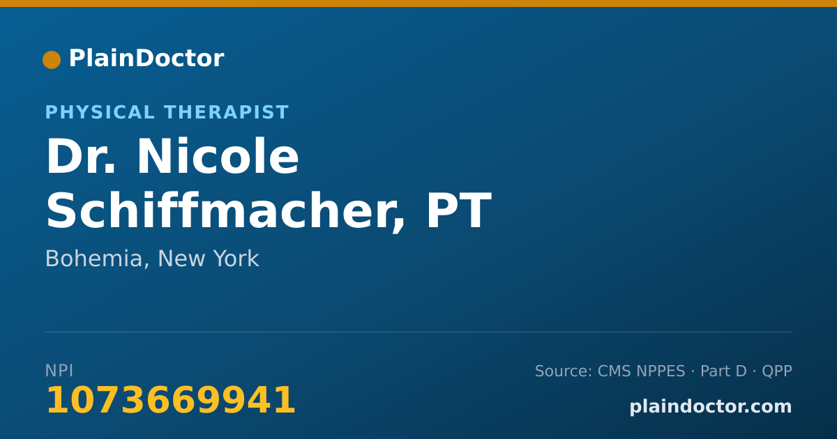 Shareable card for Nicole Schiffmacher, PT - Physical Therapist, Bohemia, NY