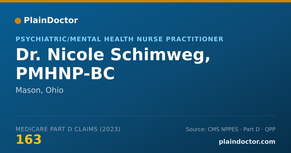 Shareable card for Nicole Schimweg, PMHNP-BC - Psychiatric/Mental Health Nurse Practitioner, Mason, OH
