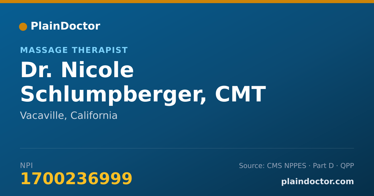 Shareable card for Nicole Schlumpberger, CMT - Massage Therapist, Vacaville, CA