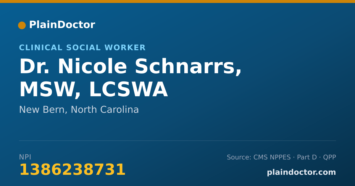 Shareable card for Nicole Schnarrs, MSW, LCSWA - Clinical Social Worker, New Bern, NC