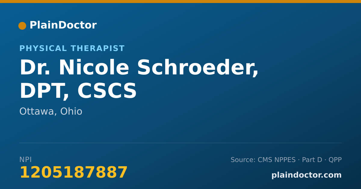 Shareable card for Nicole Schroeder, DPT, CSCS - Physical Therapist, Ottawa, OH