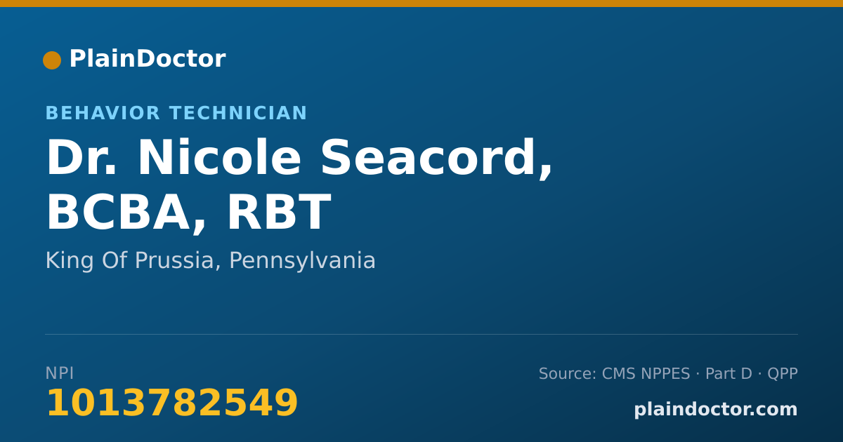 Shareable card for Nicole Seacord, BCBA, RBT - Behavior Technician, King Of Prussia, PA