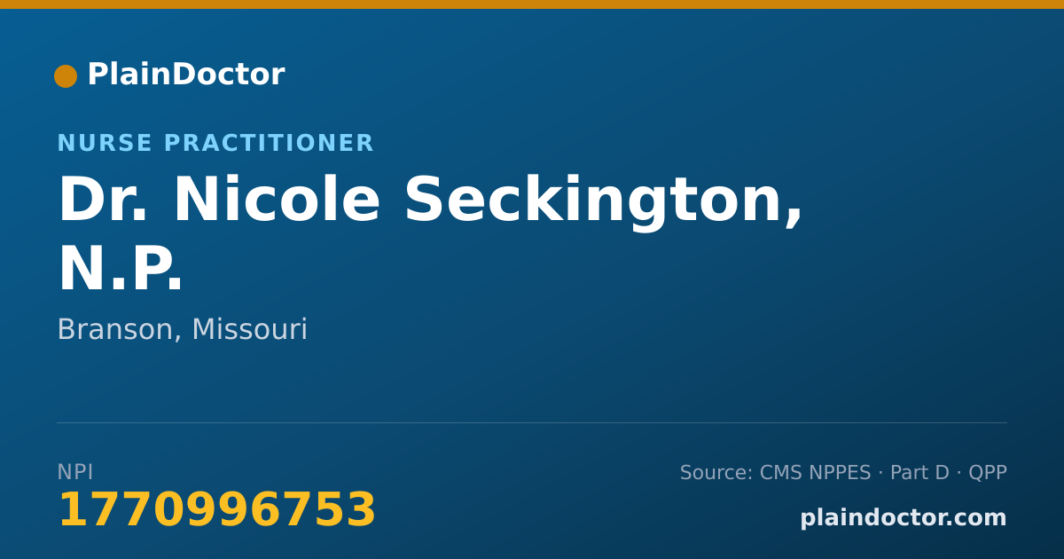 Shareable card for Nicole Seckington, N.P. - Nurse Practitioner, Branson, MO