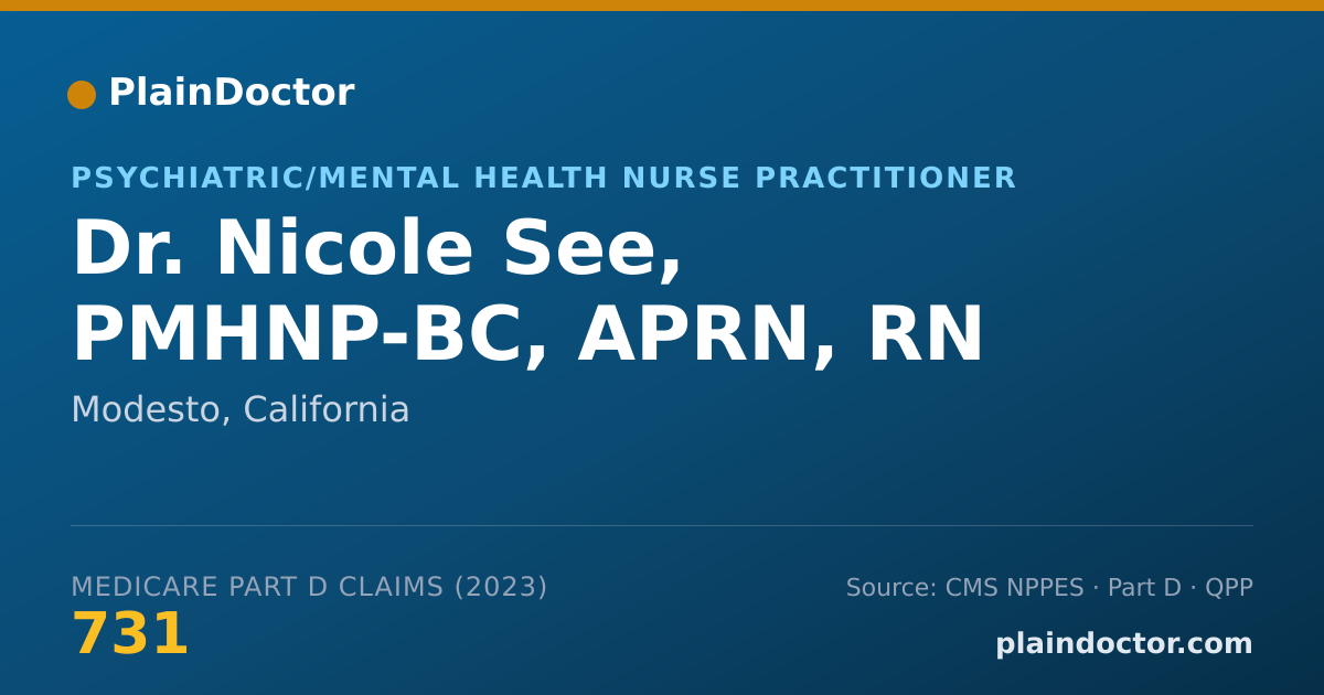 Shareable card for Nicole See, PMHNP-BC, APRN, RN - Psychiatric/Mental Health Nurse Practitioner, Modesto, CA