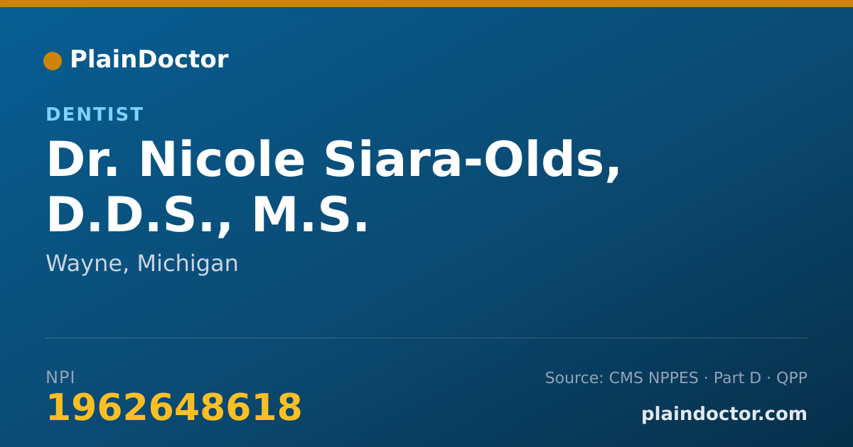 Shareable card for Nicole Siara-Olds, D.D.S., M.S. - Dentist, Wayne, MI