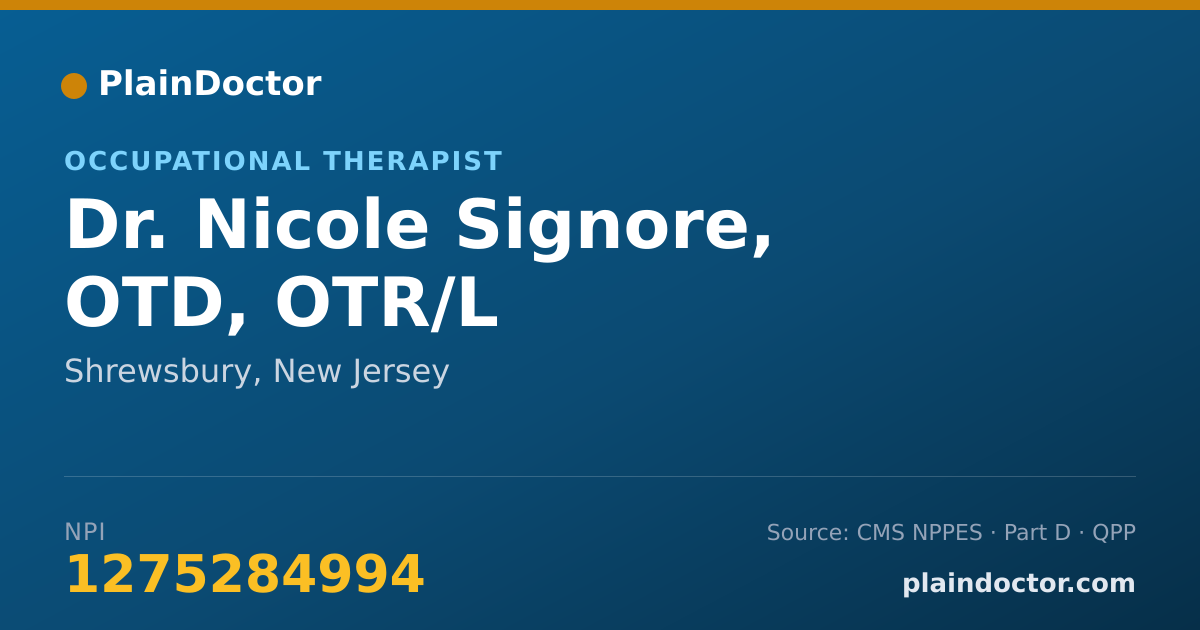 Shareable card for Nicole Signore, OTD, OTR/L - Occupational Therapist, Shrewsbury, NJ