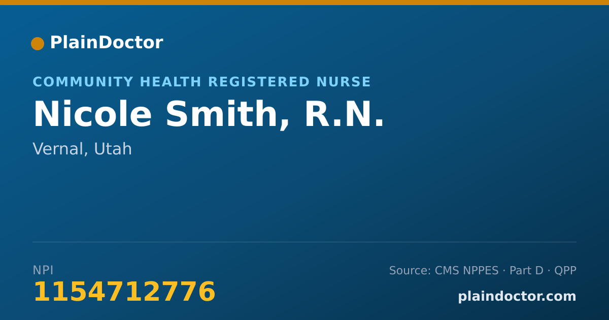 Shareable card for Nicole Smith, R.N. - Community Health Registered Nurse, Vernal, UT