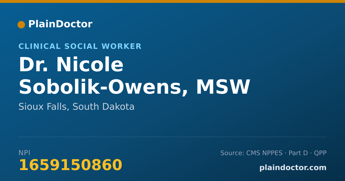Shareable card for Nicole Sobolik-Owens, MSW - Clinical Social Worker, Sioux Falls, SD