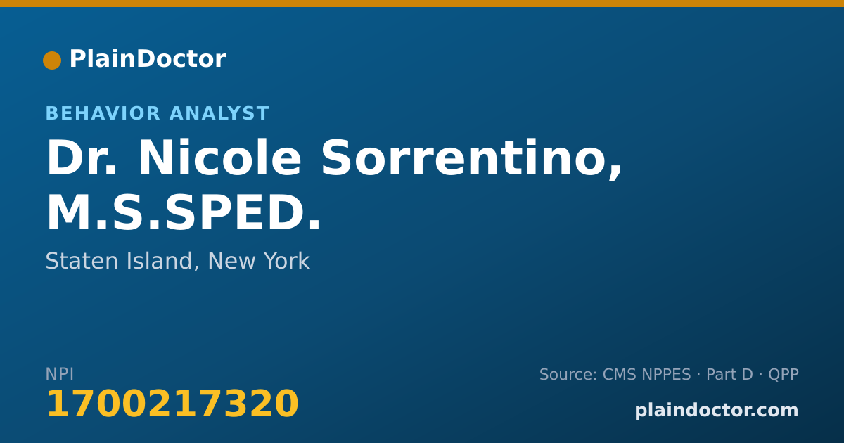 Shareable card for Nicole Sorrentino, M.S.SPED. - Behavior Analyst, Staten Island, NY