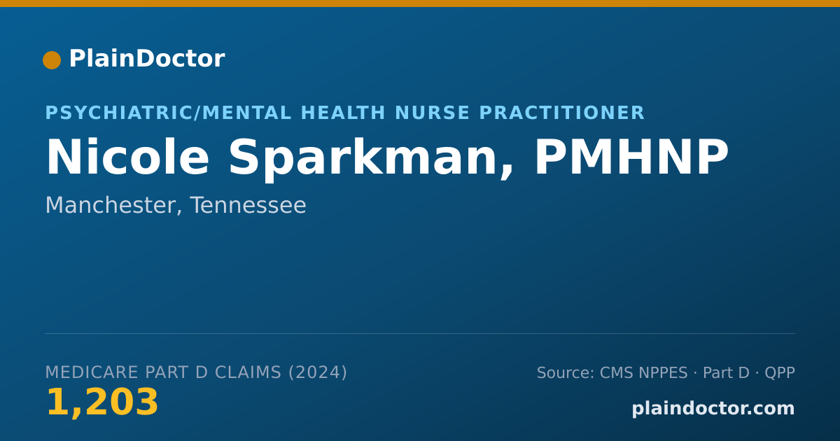 Shareable card for Nicole Sparkman, PMHNP - Psychiatric/Mental Health Nurse Practitioner, Manchester, TN
